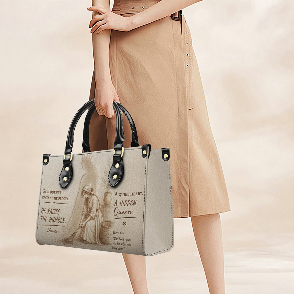 Custom "He Raises The Humble" Leather Handbag