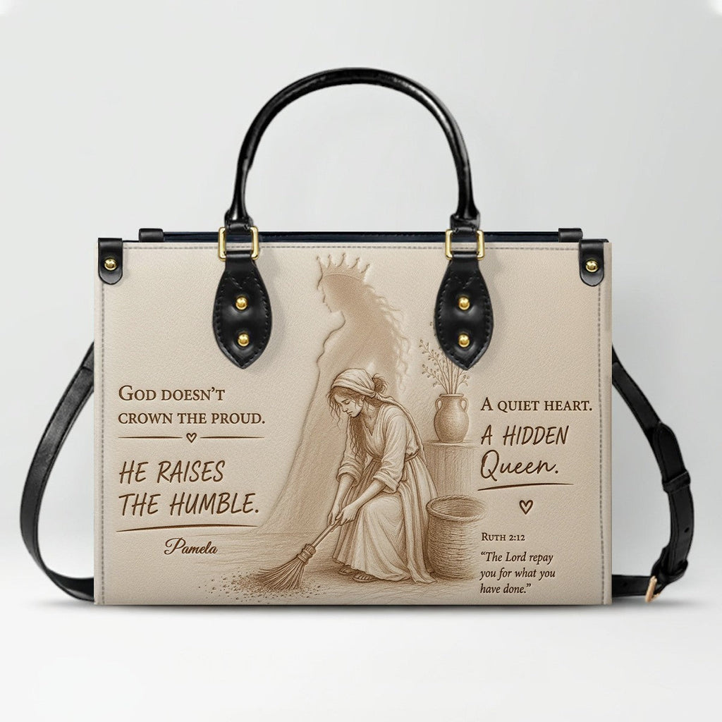 Custom "He Raises The Humble" Leather Handbag