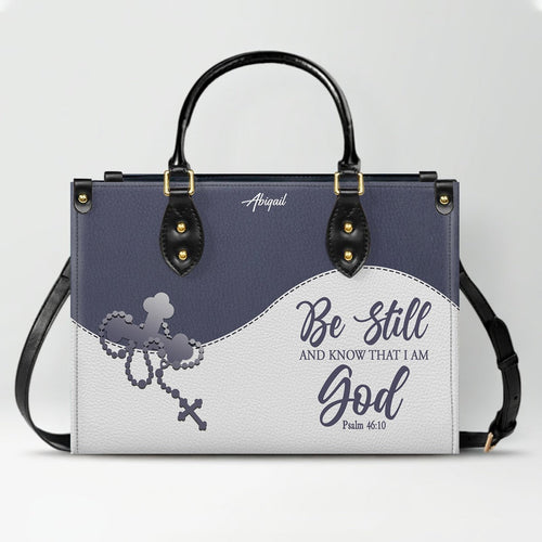 Custom "Be Still" Christian Leather Tote Bag