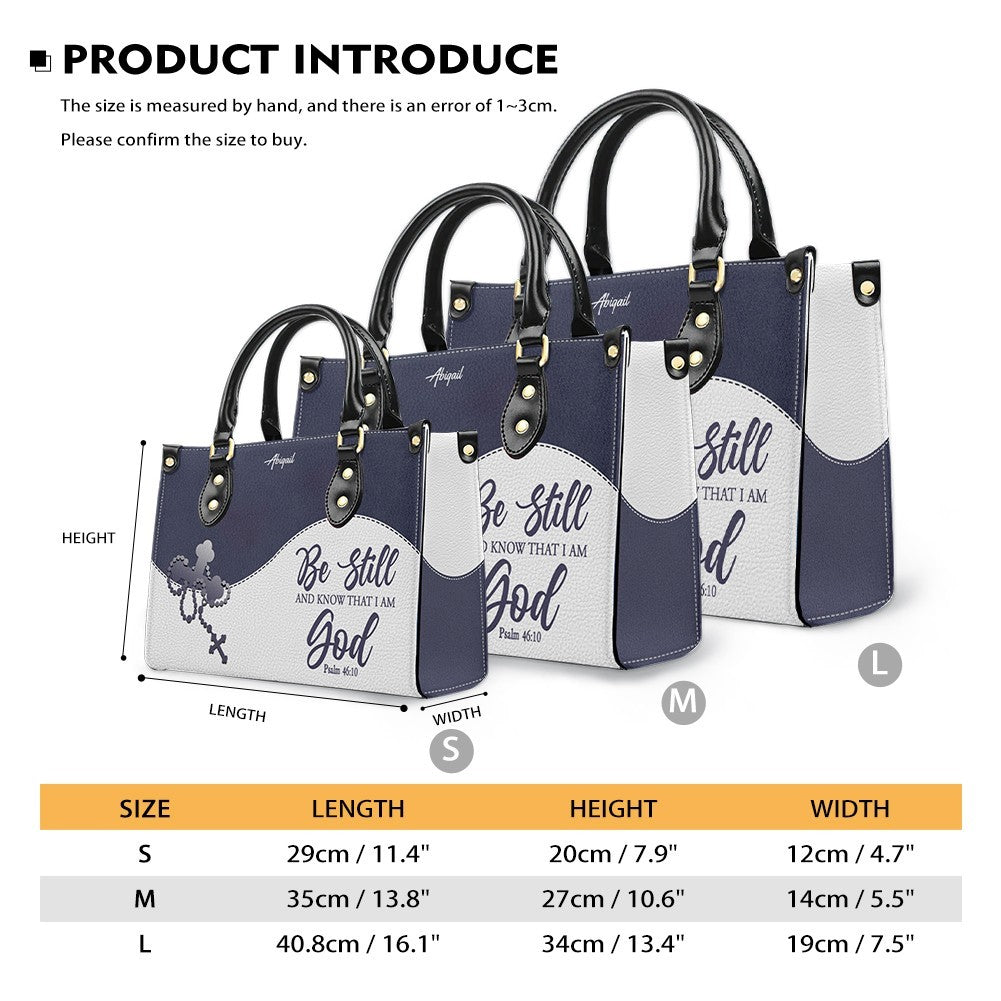 Custom "Be Still" Christian Leather Tote Bag