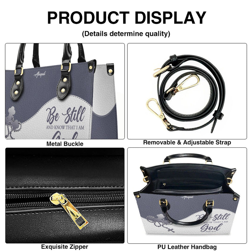 Custom "Be Still" Christian Leather Tote Bag