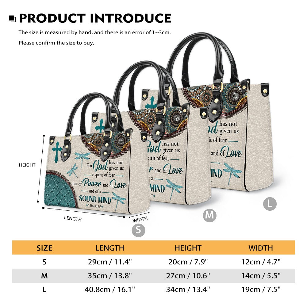 2 Timothy 1:7 Dragonfly Leather Tote Bag