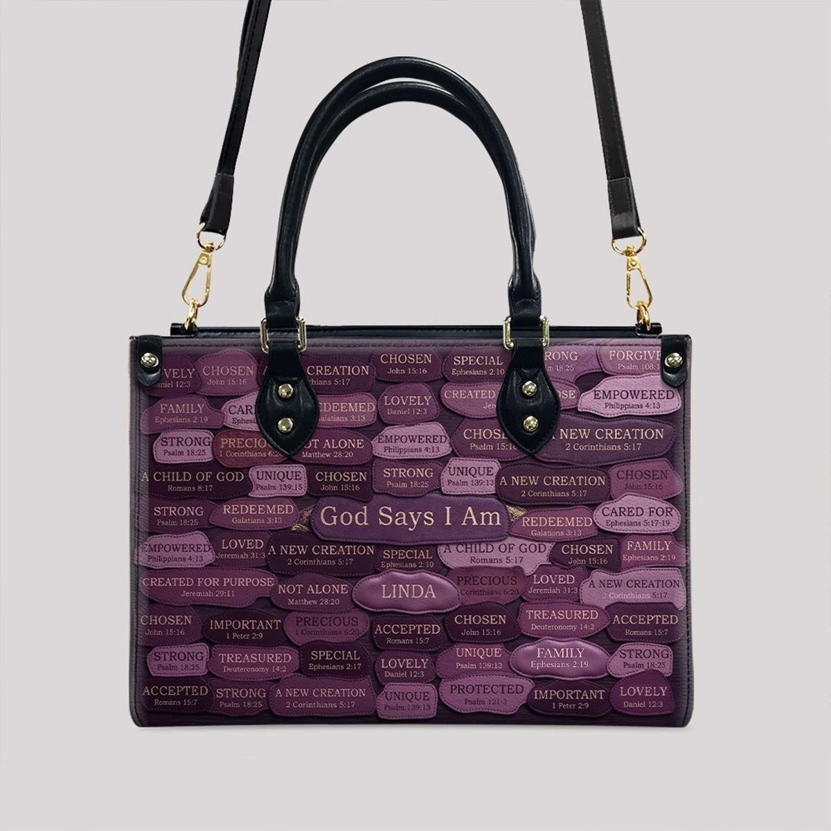 God Says I Am Personalized Leather Handbag