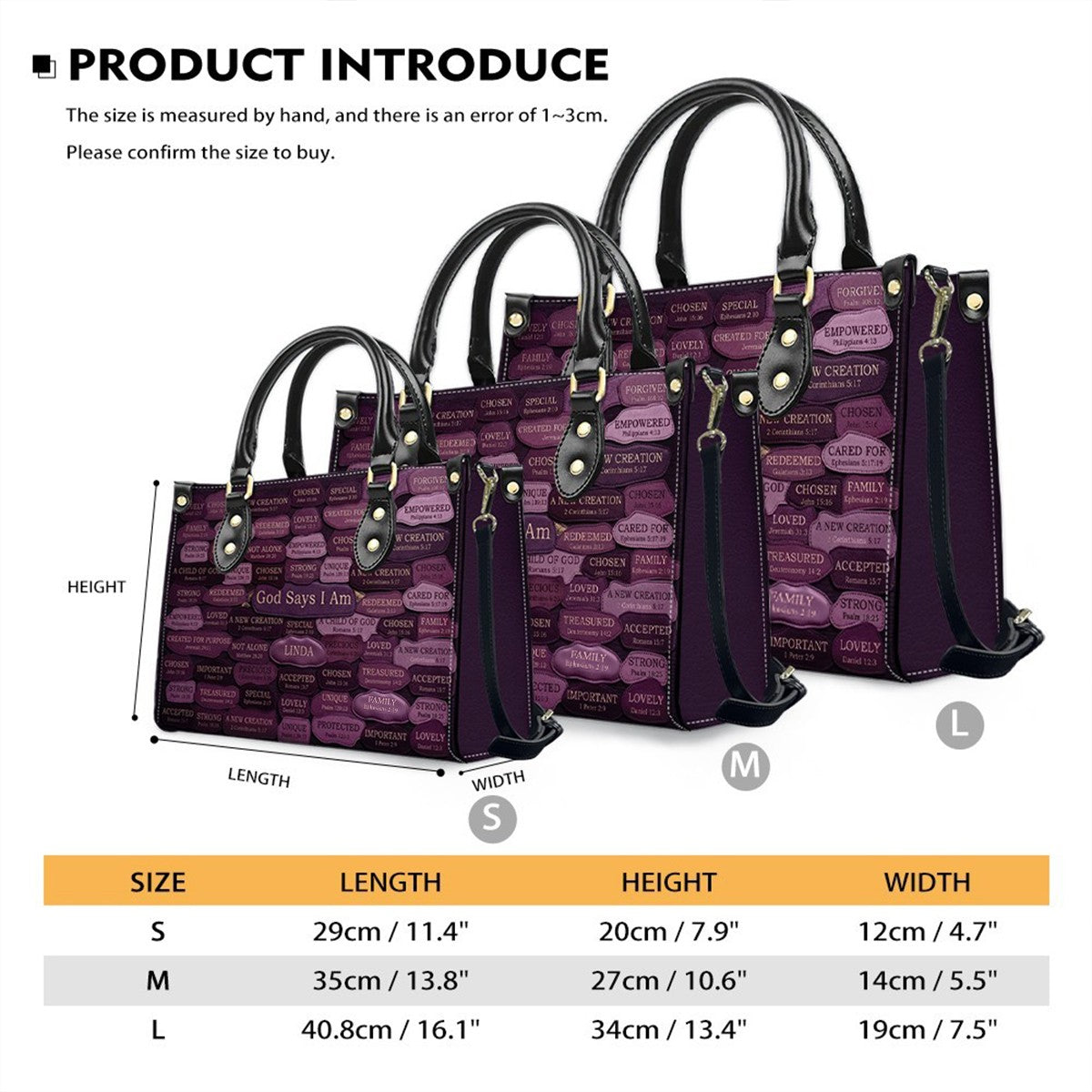 God Says I Am Personalized Leather Handbag