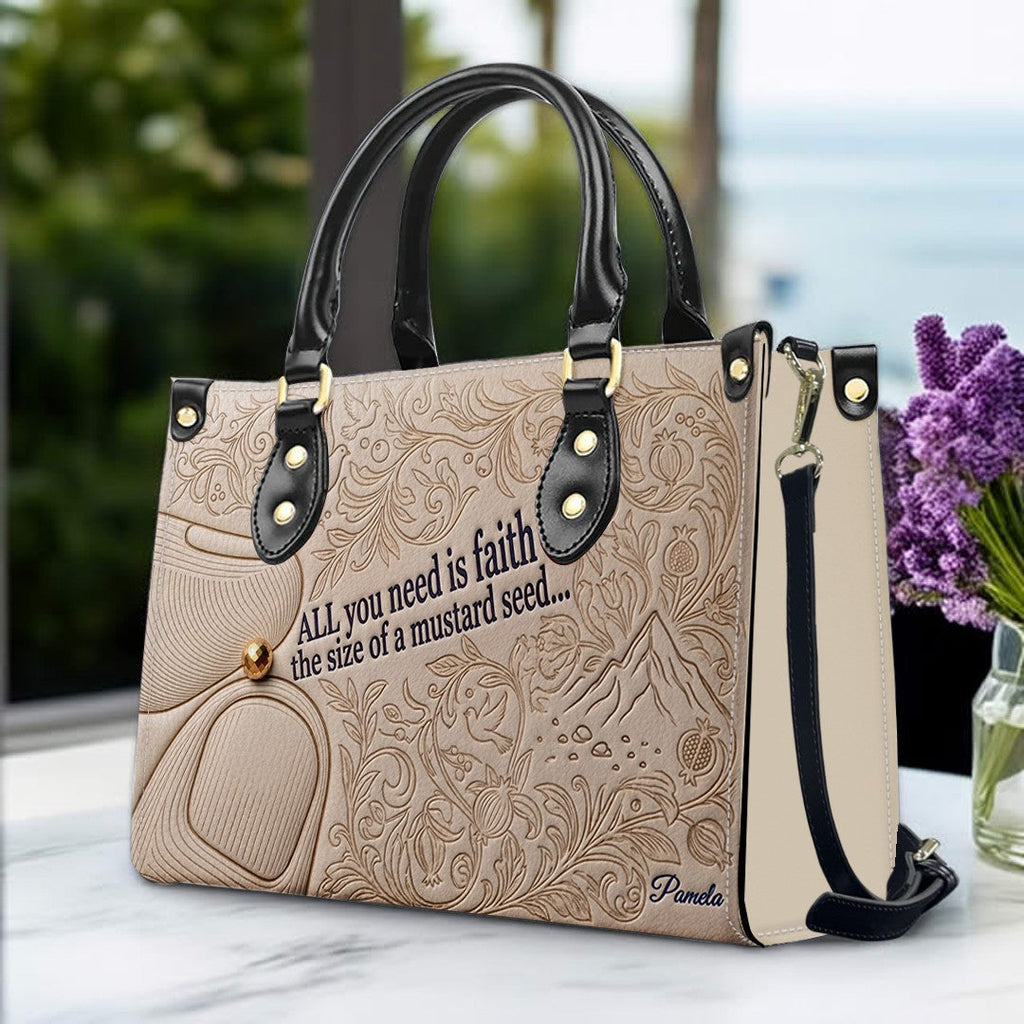 Faith as a Mustard Seed Personalized Leather Bag