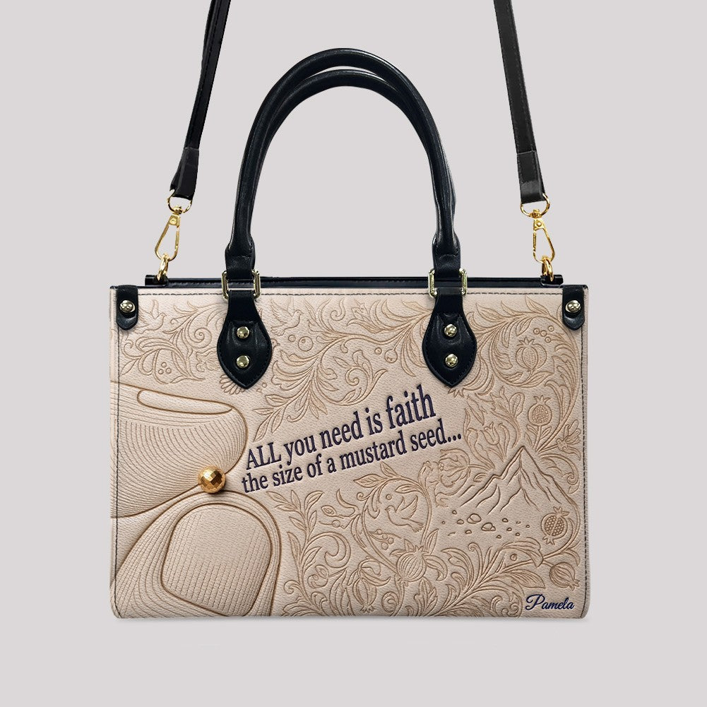 Faith as a Mustard Seed Personalized Leather Bag