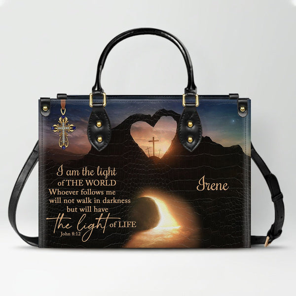 Personalized Light of the World Leather Handbag