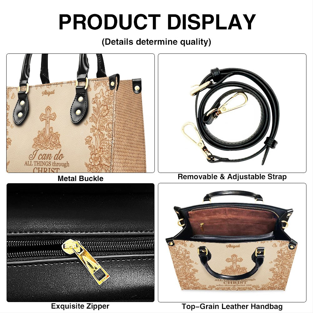 Personalized Christian Cross Leather Handbag