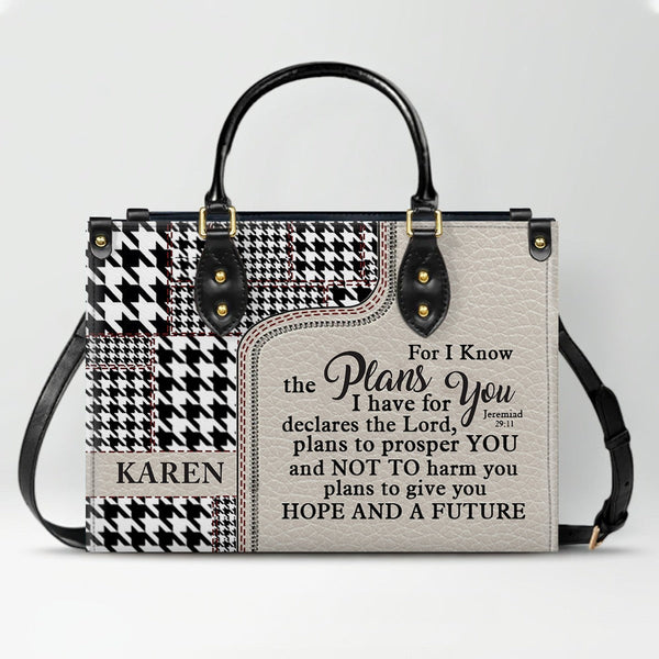 Personalized Jeremiah 29:11 Leather Tote Bag