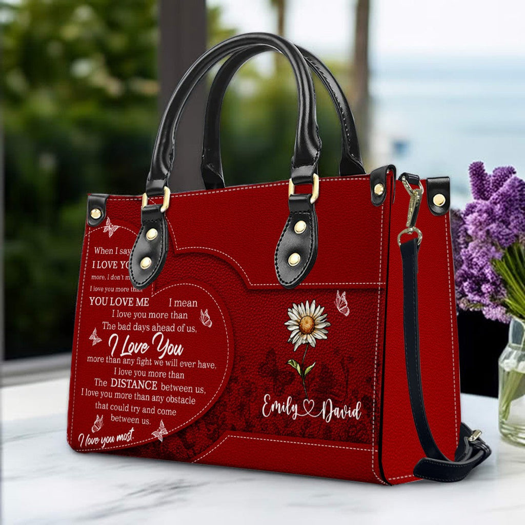 Personalized Birth Flower Leather Handbag
