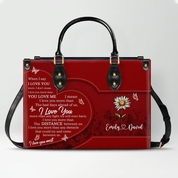 Personalized Birth Flower Leather Handbag