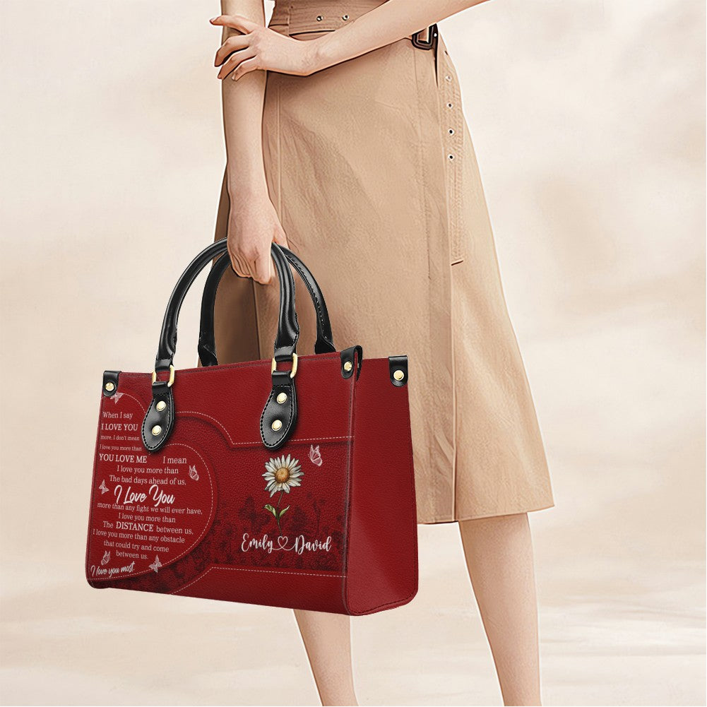 Personalized Birth Flower Leather Handbag