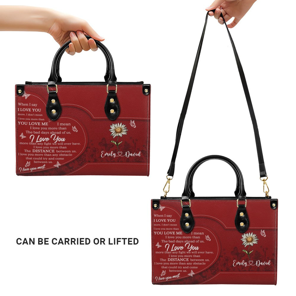 Personalized Birth Flower Leather Handbag