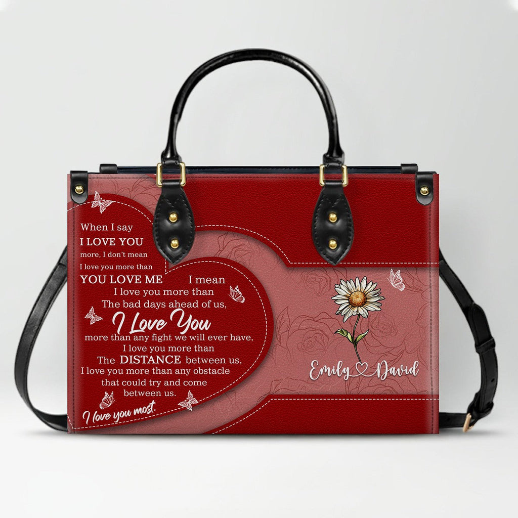 Personalized Birth Flower Leather Handbag