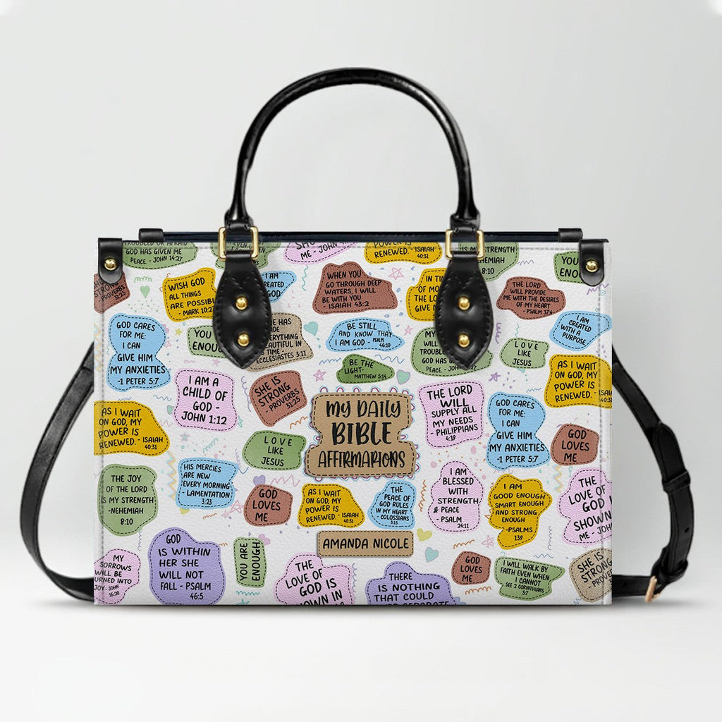 Personalized Bible Affirmation Leather Tote Bag