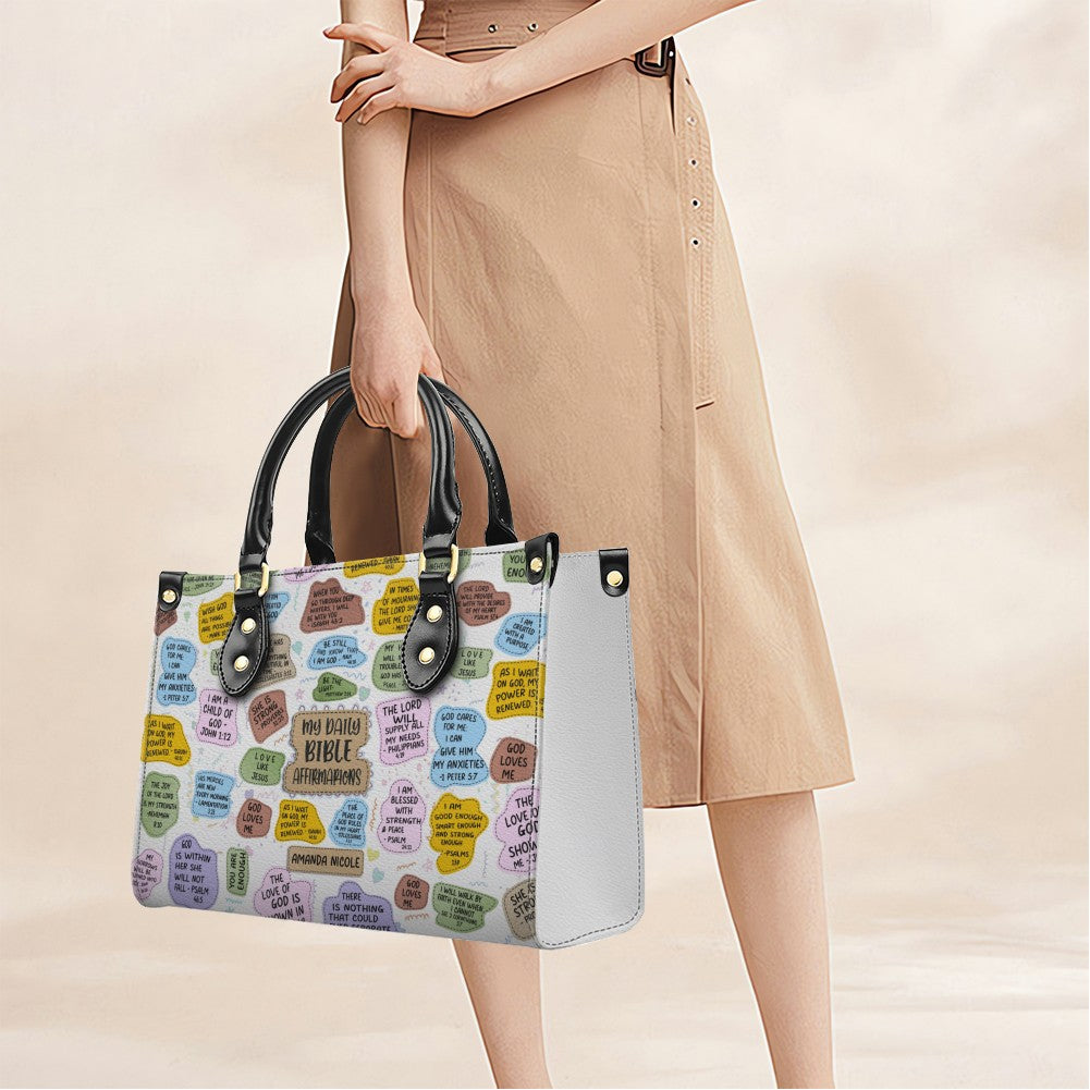 Personalized Bible Affirmation Leather Tote Bag