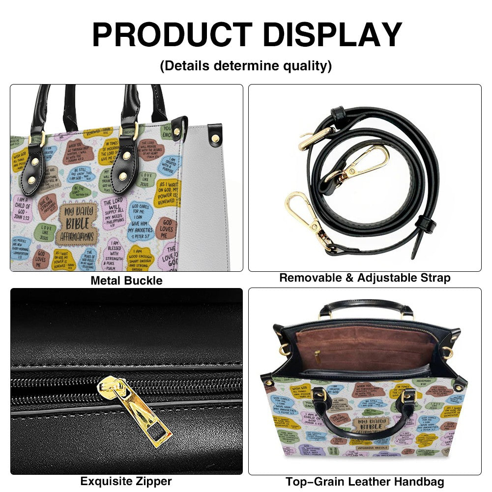 Personalized Bible Affirmation Leather Tote Bag