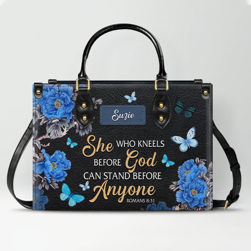She Who Kneels Before God Leather Tote Bag