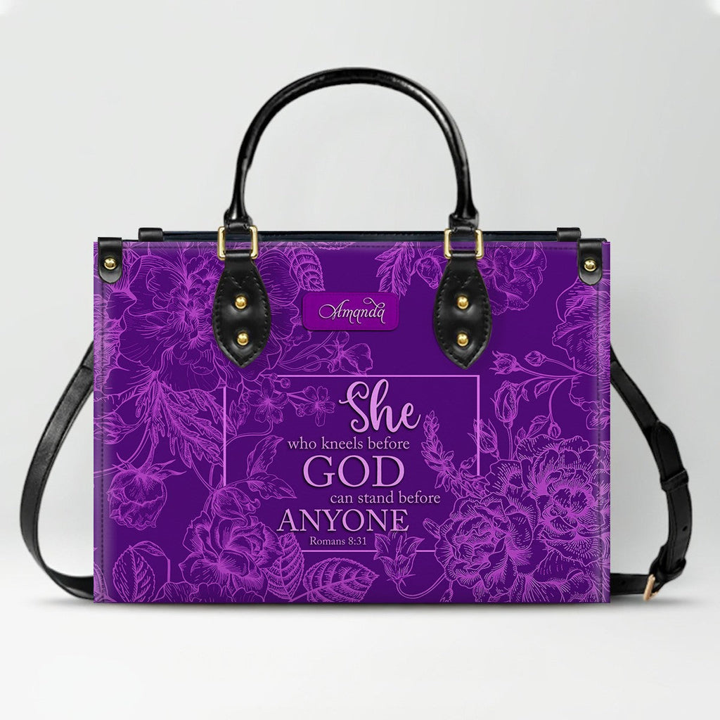 Personalized Floral Christian Leather Handbag
