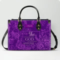 Personalized Floral Christian Leather Handbag