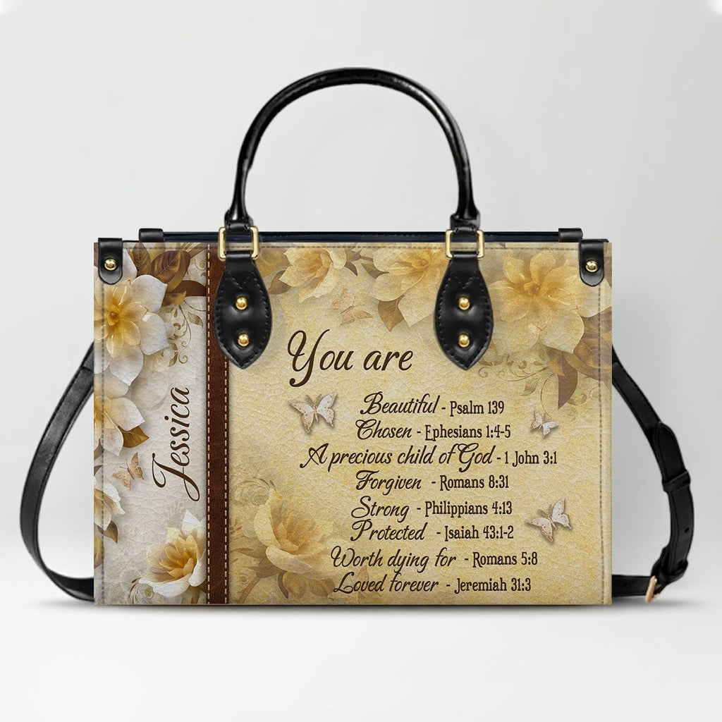 Personalized You Are Protected Leather Tote Bag
