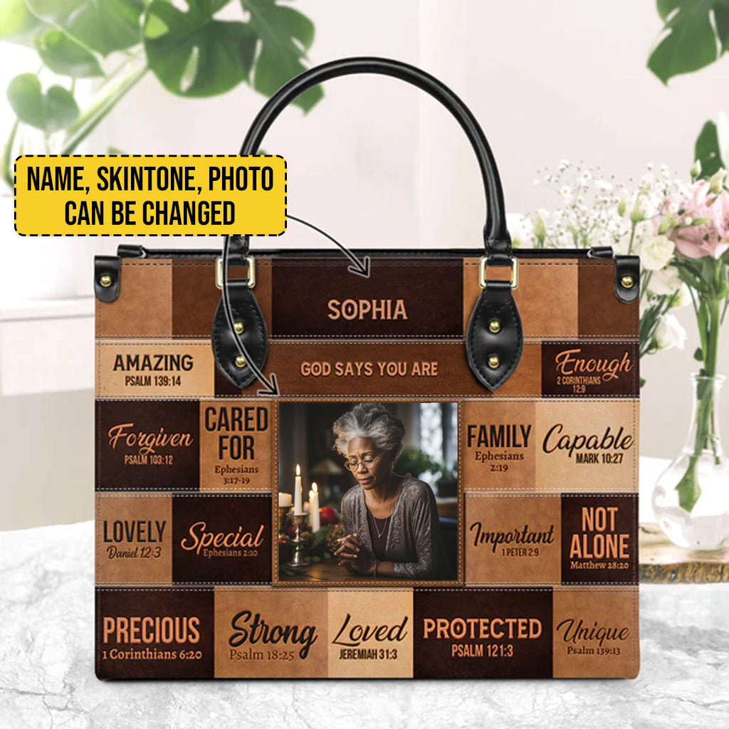 Personalized Christian Art Leather Handbag