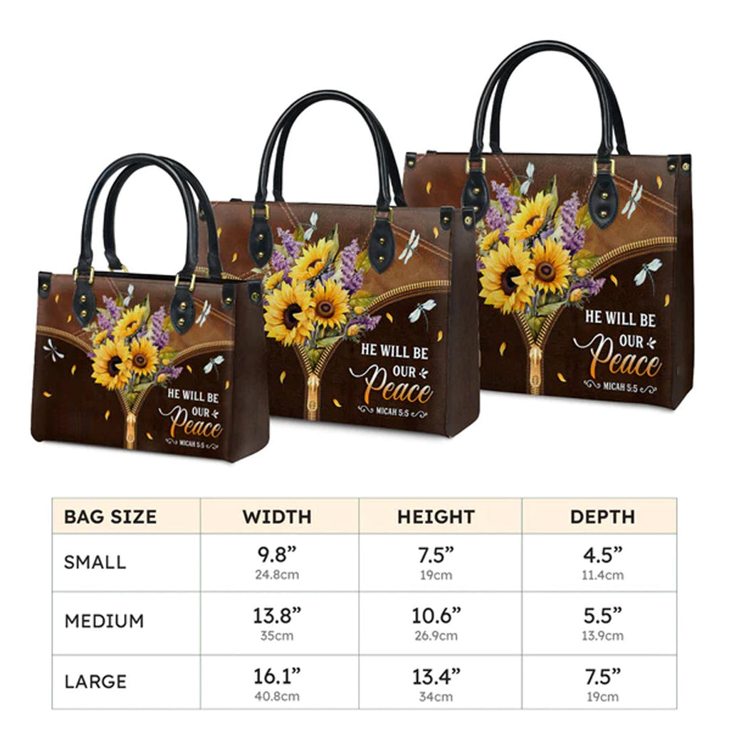 Custom Christian Floral Art Leather Handbag
