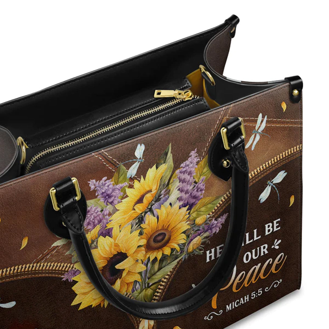 Custom Christian Floral Art Leather Handbag