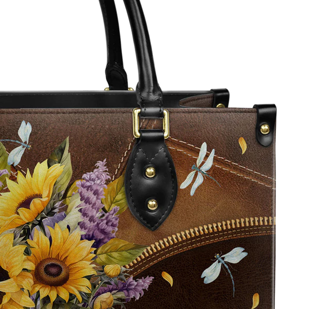 Custom Christian Floral Art Leather Handbag