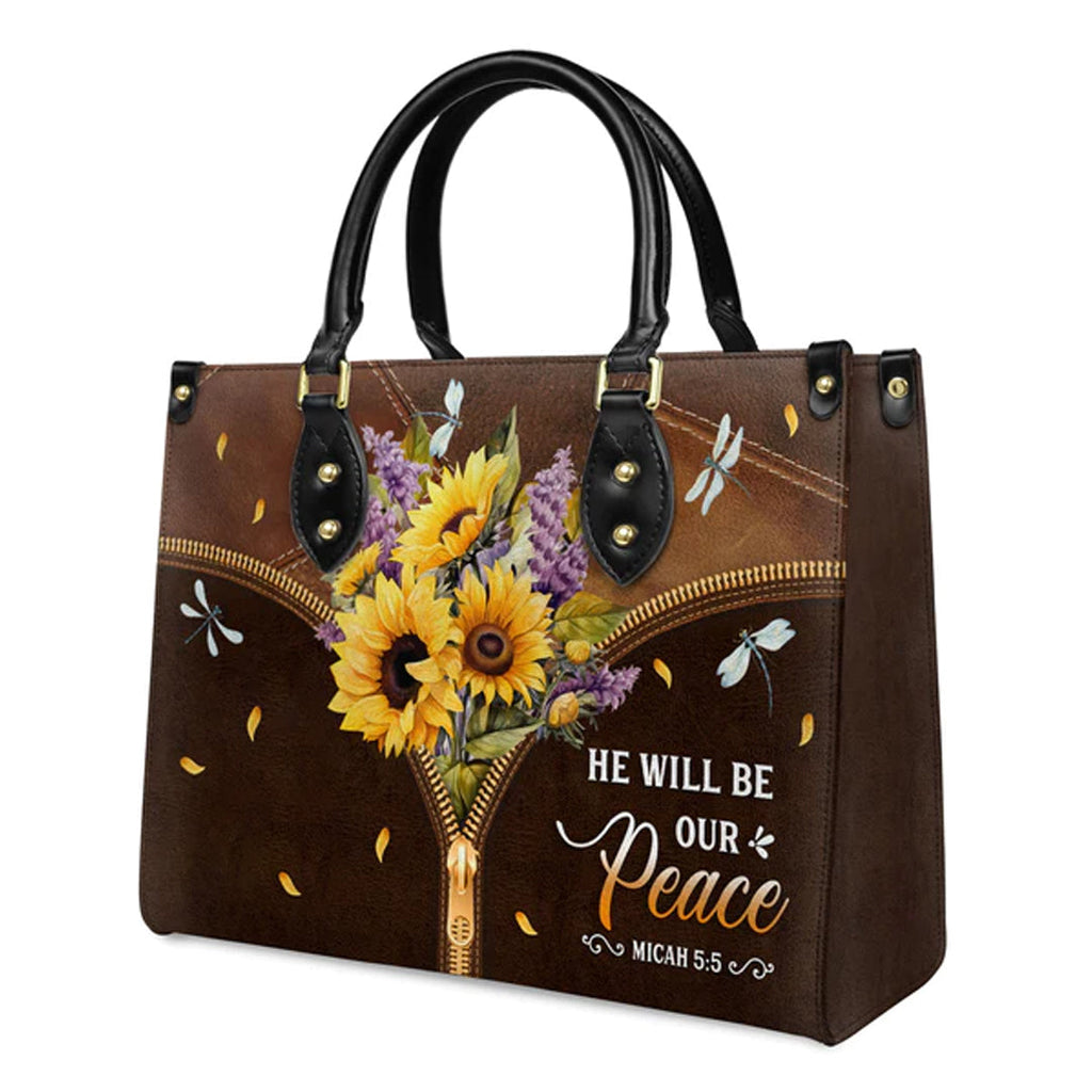 Custom Christian Floral Art Leather Handbag