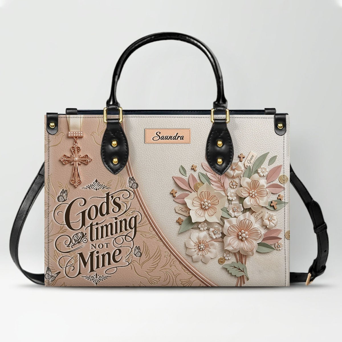 Personalized Beige Cross Handbag & Wallet Set