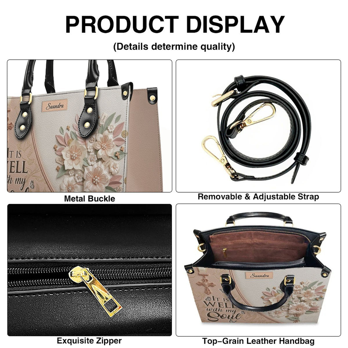 Personalized Beige Cross Handbag & Wallet Set