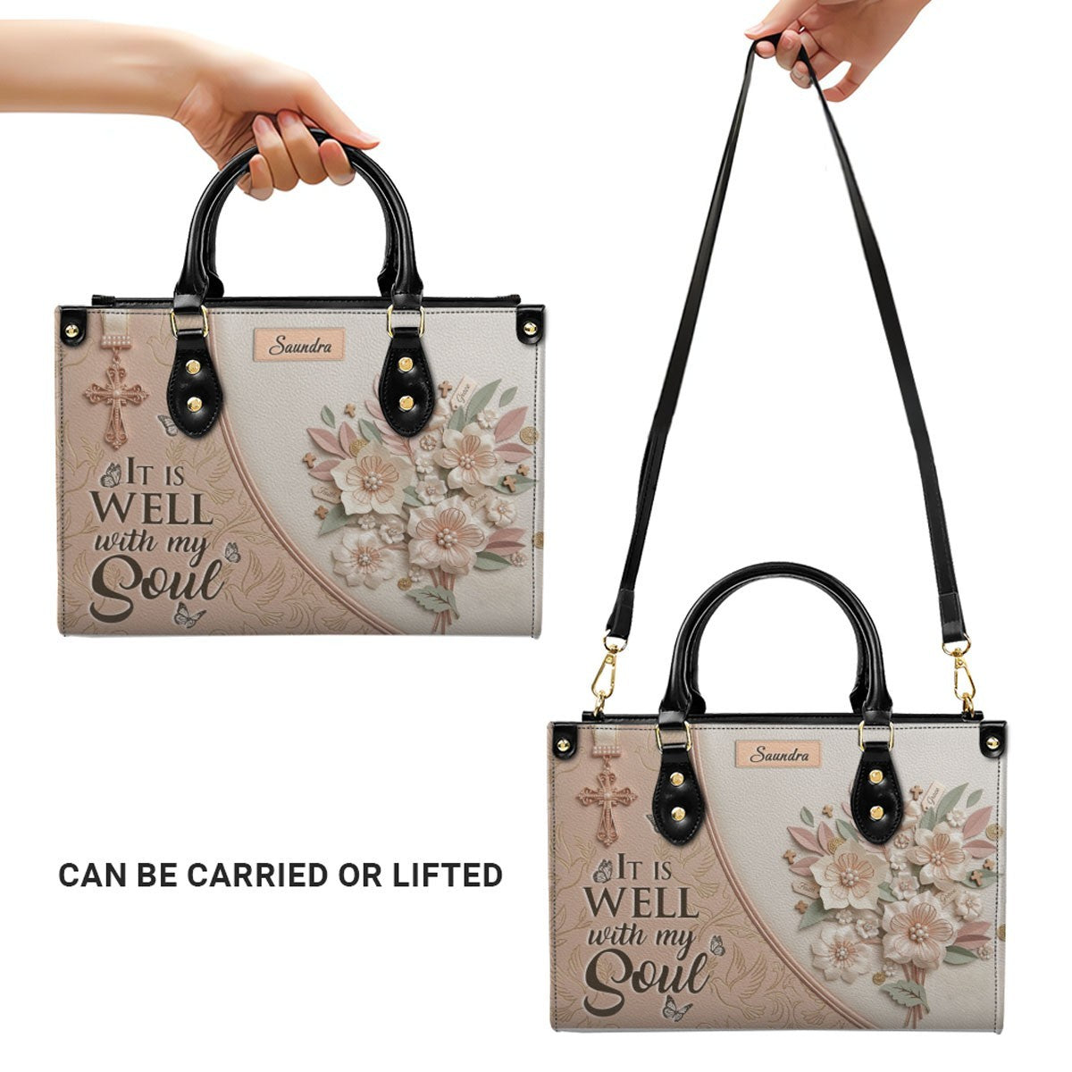 Personalized Beige Cross Handbag & Wallet Set