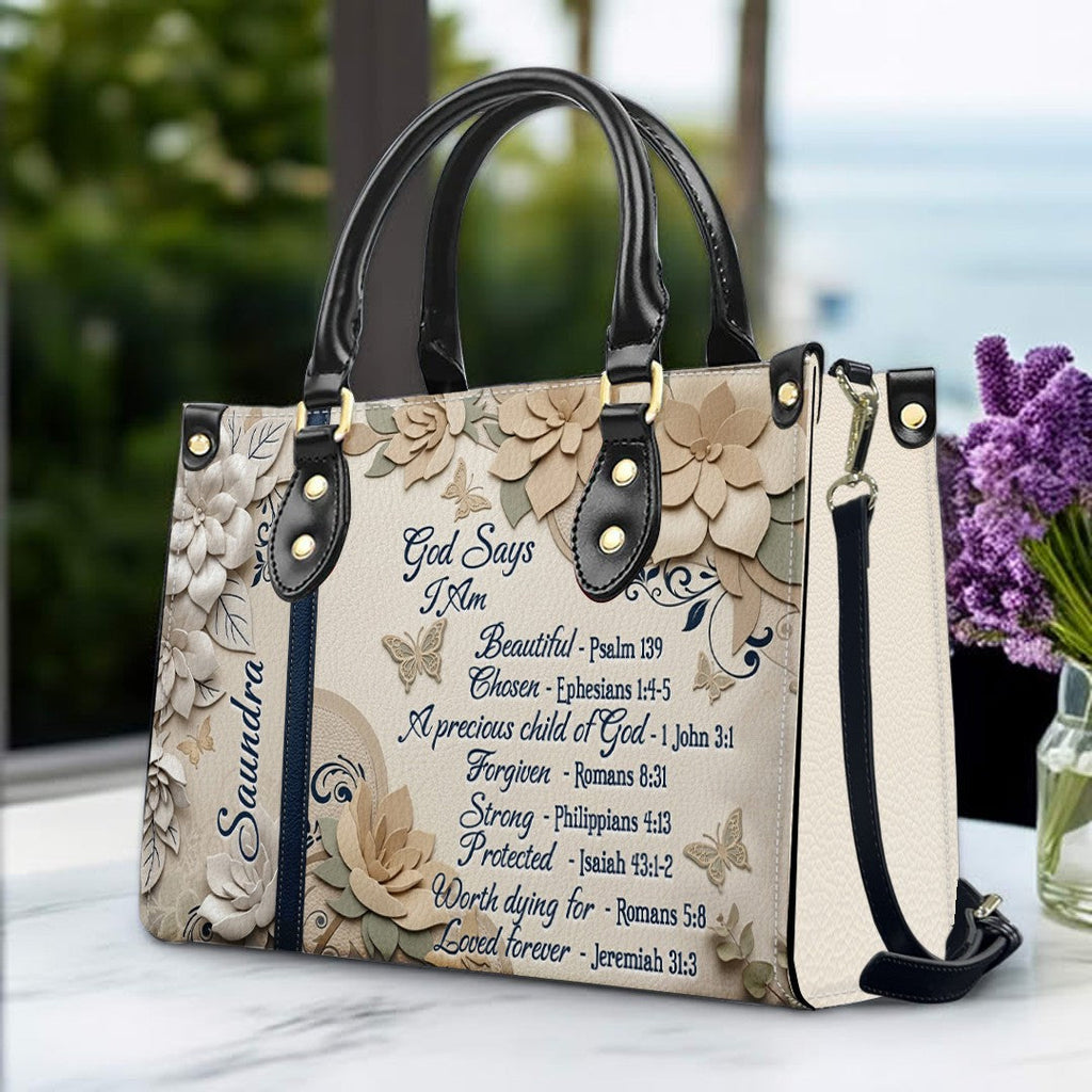 Personalized Christian Leather Tote Handbag