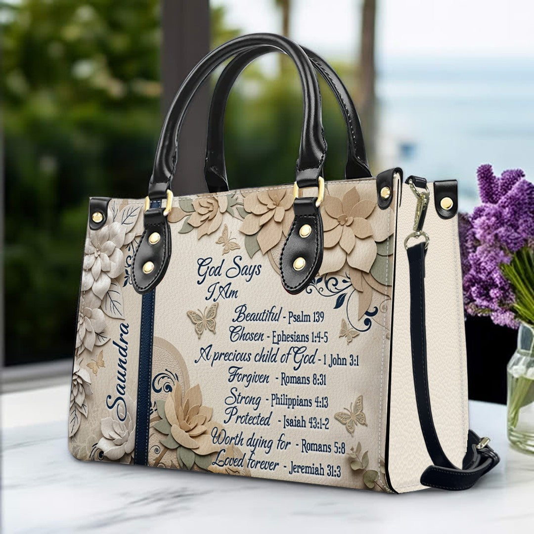 Personalized Christian Leather Tote Handbag