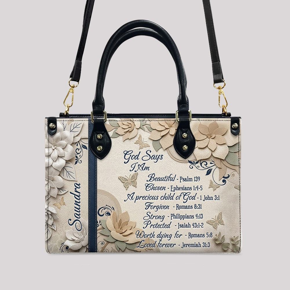 Personalized Christian Leather Tote Handbag