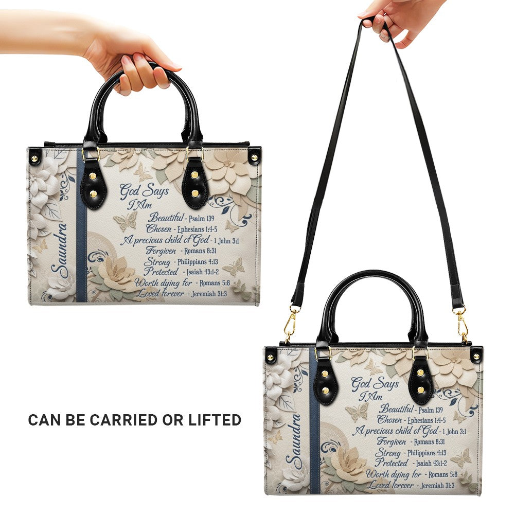 Personalized Christian Leather Tote Handbag