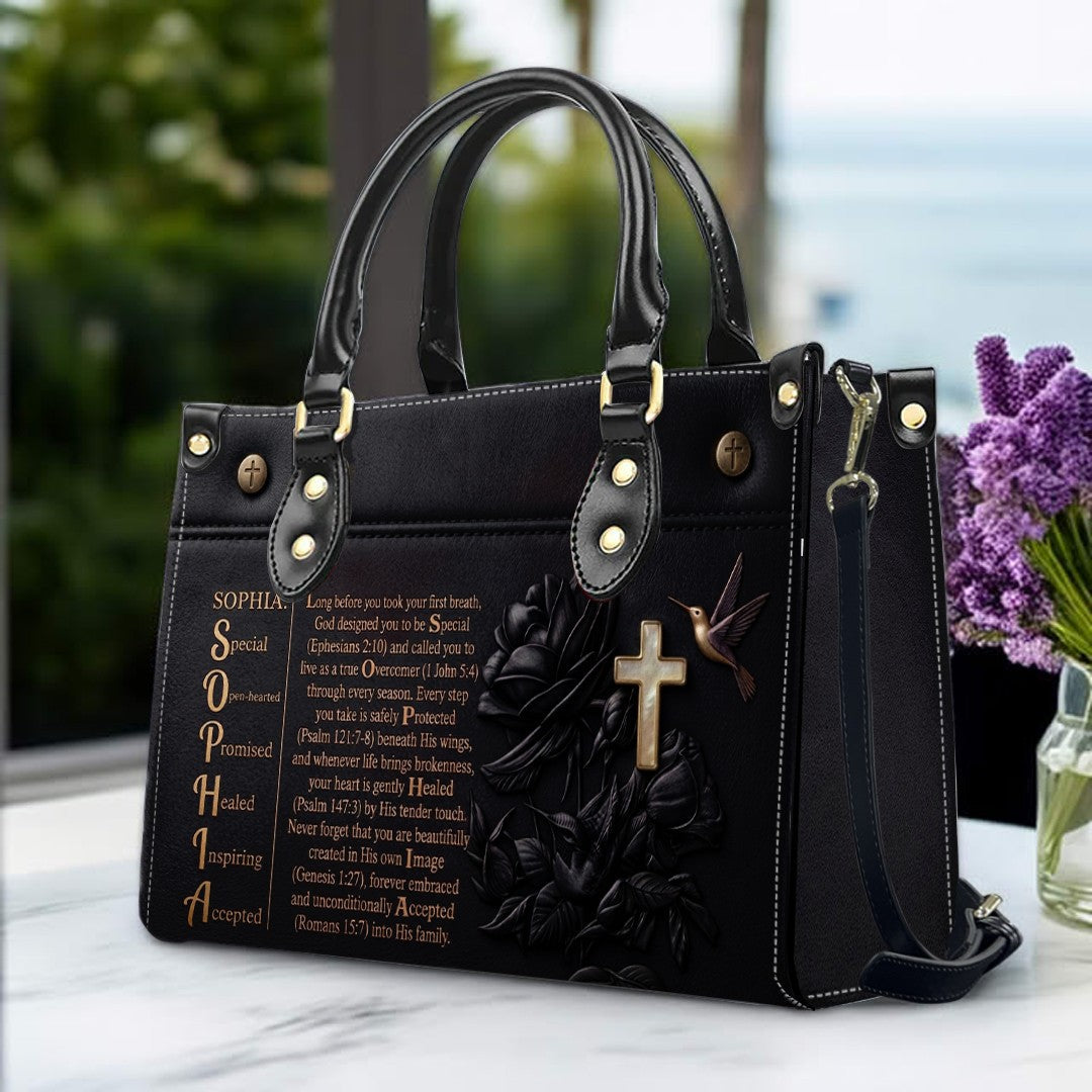 Personalized Bible Verse Leather Handbag