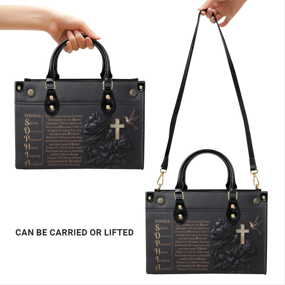 Personalized Bible Verse Leather Handbag