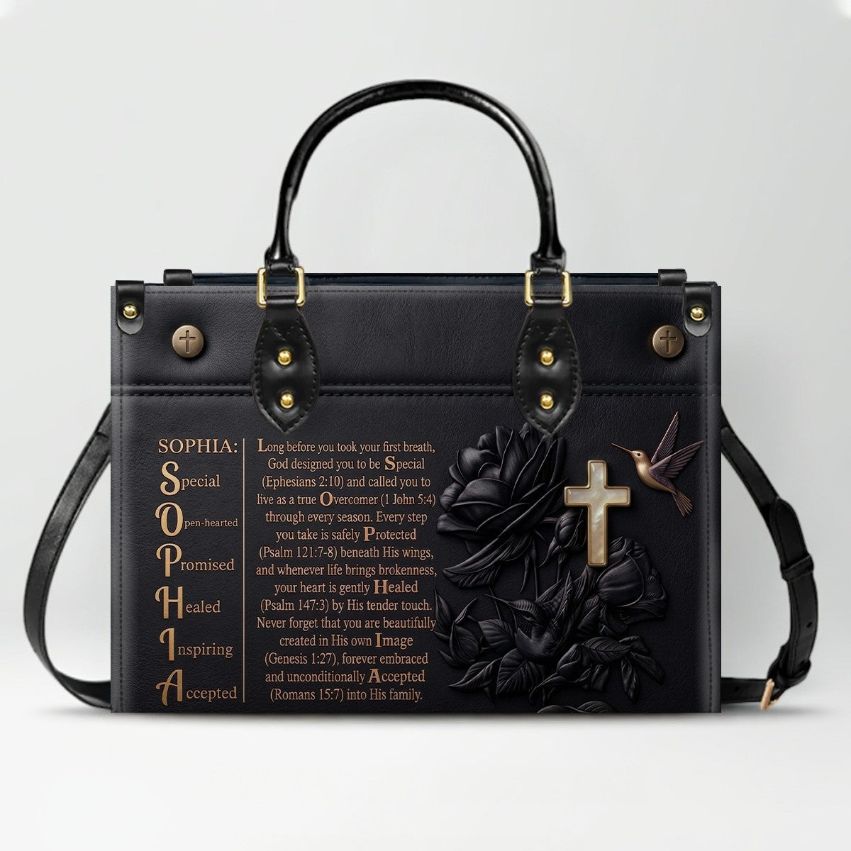 Personalized Bible Verse Leather Handbag
