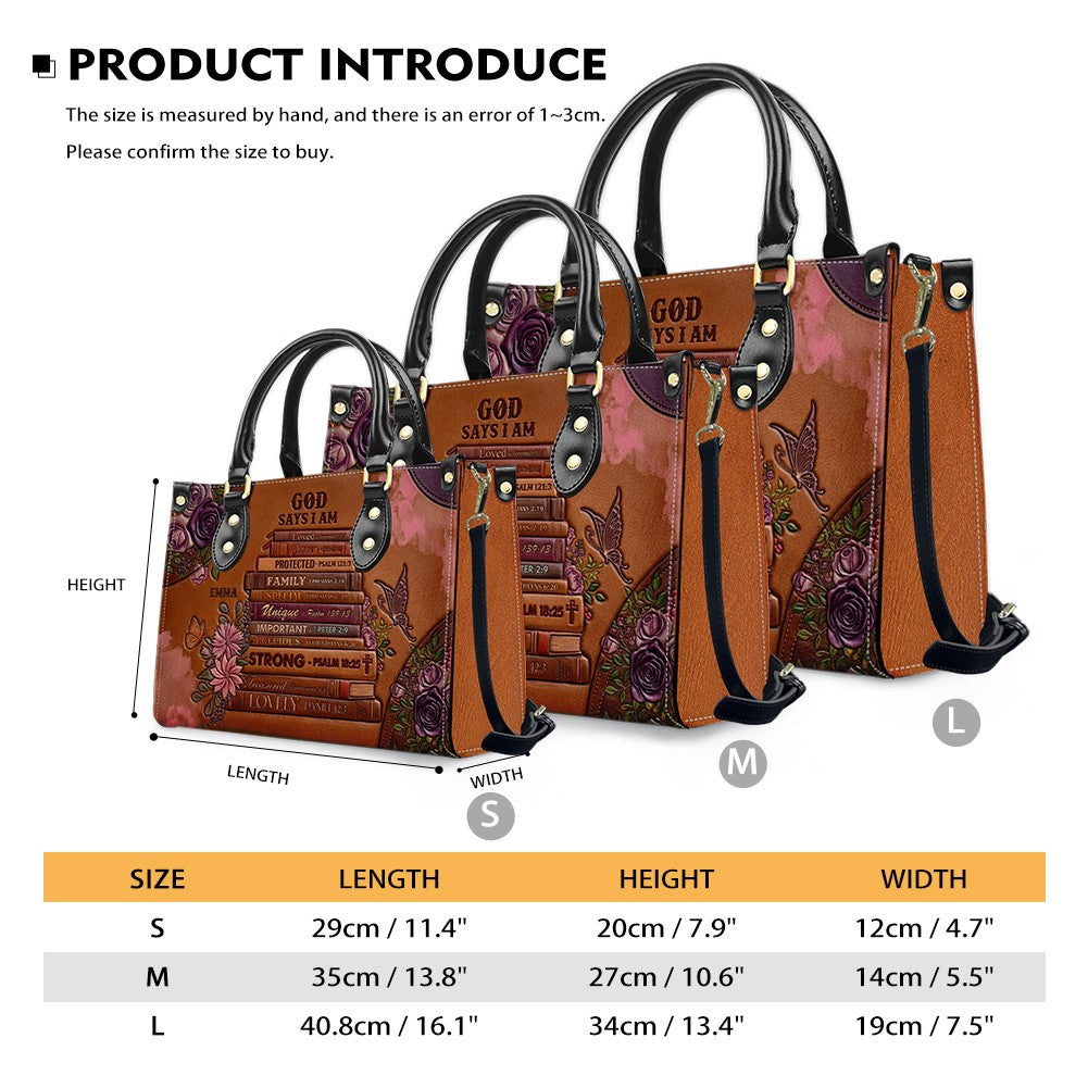 Personalized God Says I Am Leather Handbag