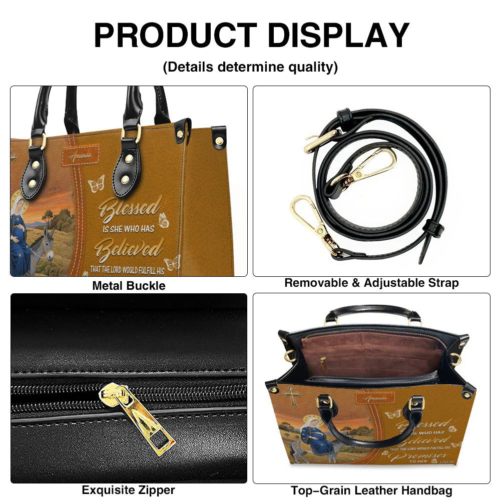 Personalized Blessed Mother Leather Tote Bag