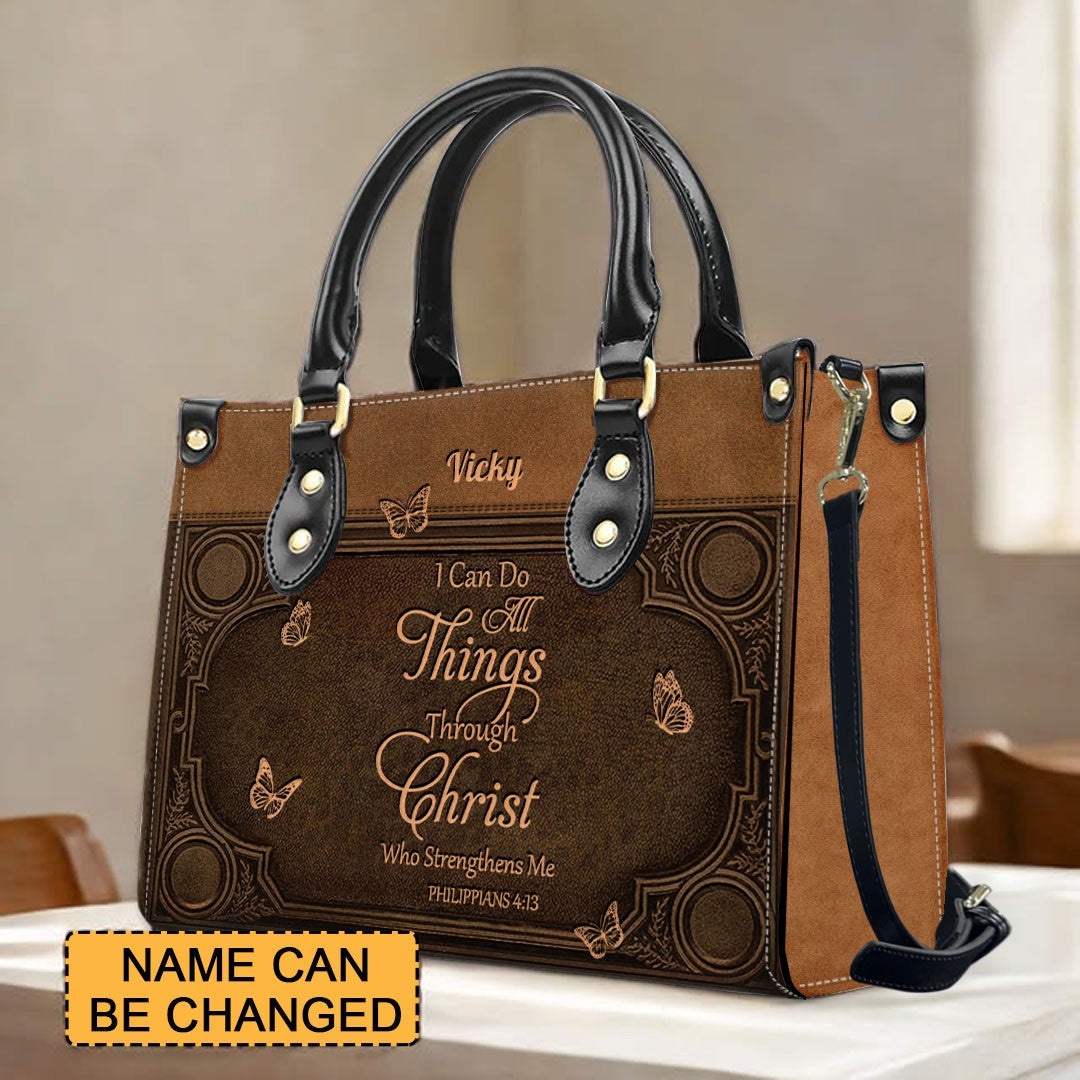 "I Can Do All Things" Personalized Leather Bag Set