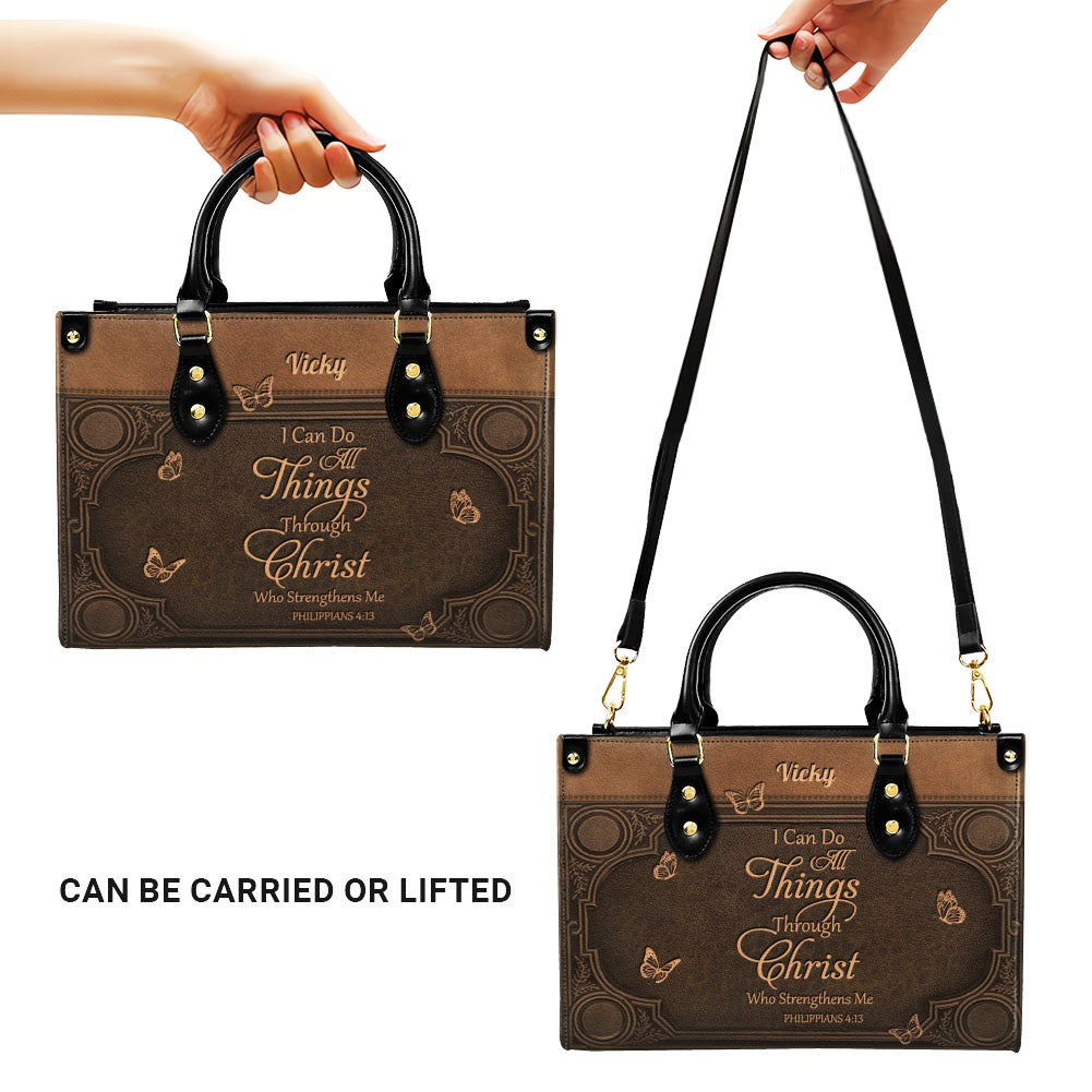 "I Can Do All Things" Personalized Leather Bag Set