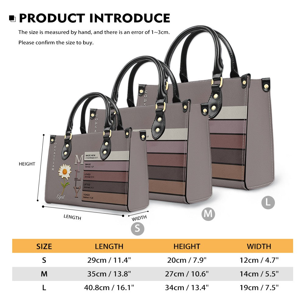 Custom Name & Birth Flower Leather Handbag