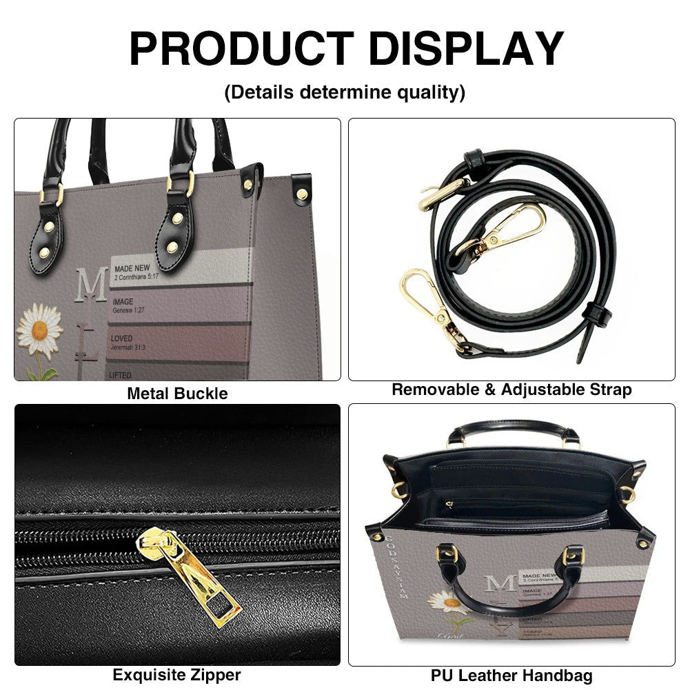 Custom Name & Birth Flower Leather Handbag