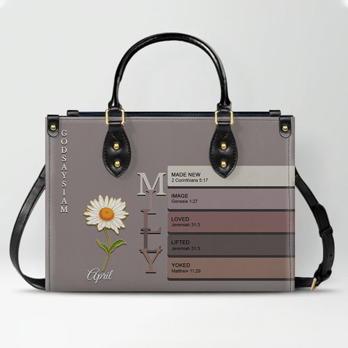Custom Name & Birth Flower Leather Handbag