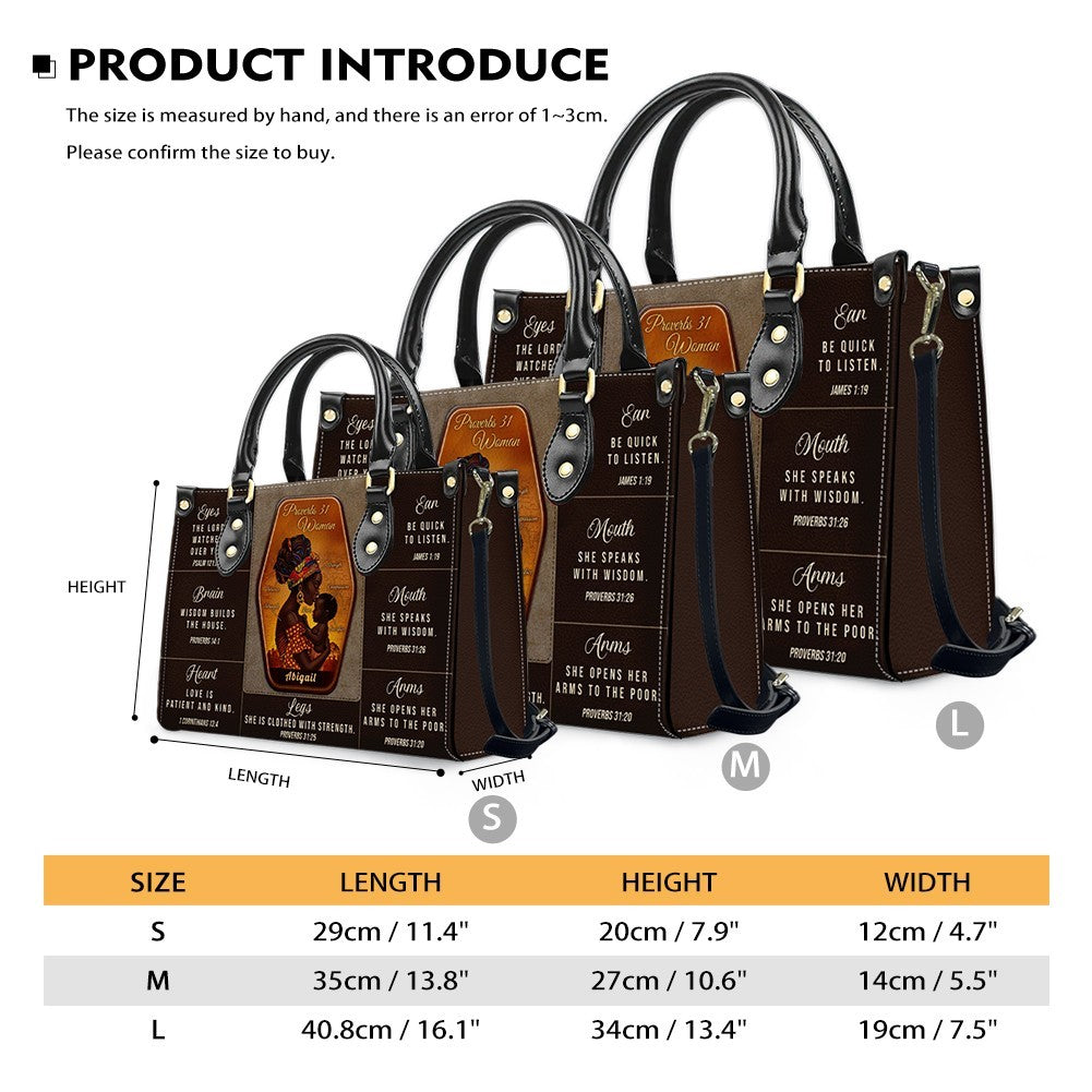 Personalized Proverbs 31 Woman Leather Handbag