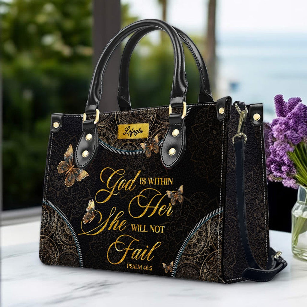 Personalized Butterfly Mandala Leather Handbag