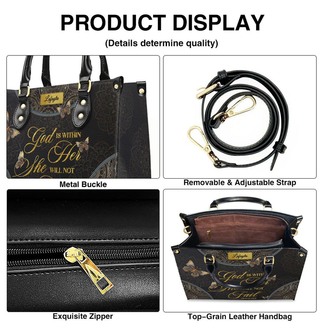 Personalized Butterfly Mandala Leather Handbag